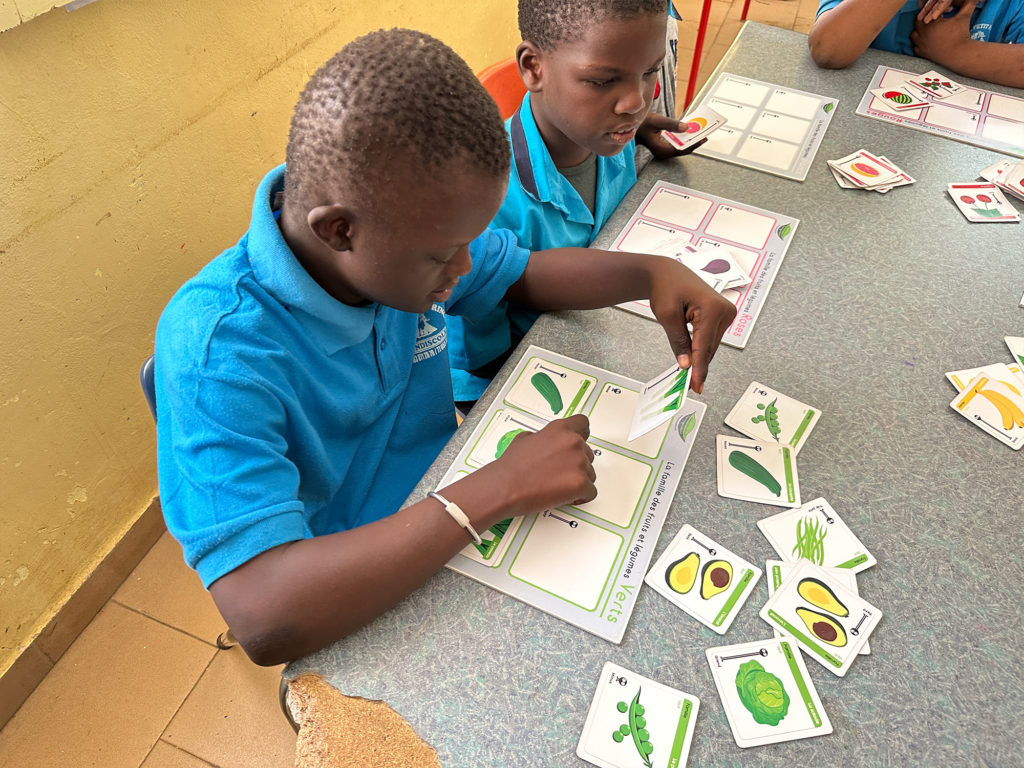 Vegetable domino game with children from the Handiscole school in Rufisque  – Transjardins